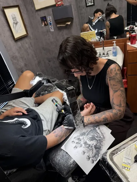 At work — In the studio.